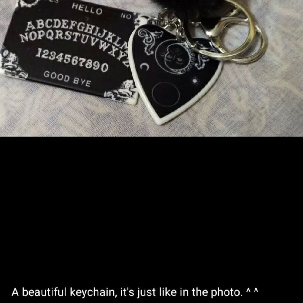 Halloween Ouija Planchette Black Pompom Keychain Handbag Tag - Picture 7 of 11